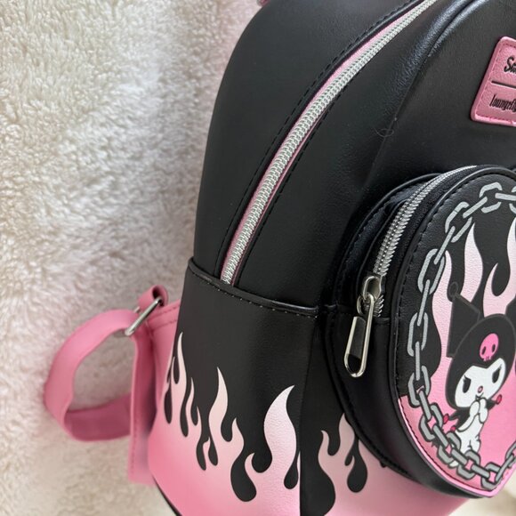 flame heart mini backpack Loungefly Sanrio My Melody & Kuromi Flame Heart Black/Pink Mini Backpack